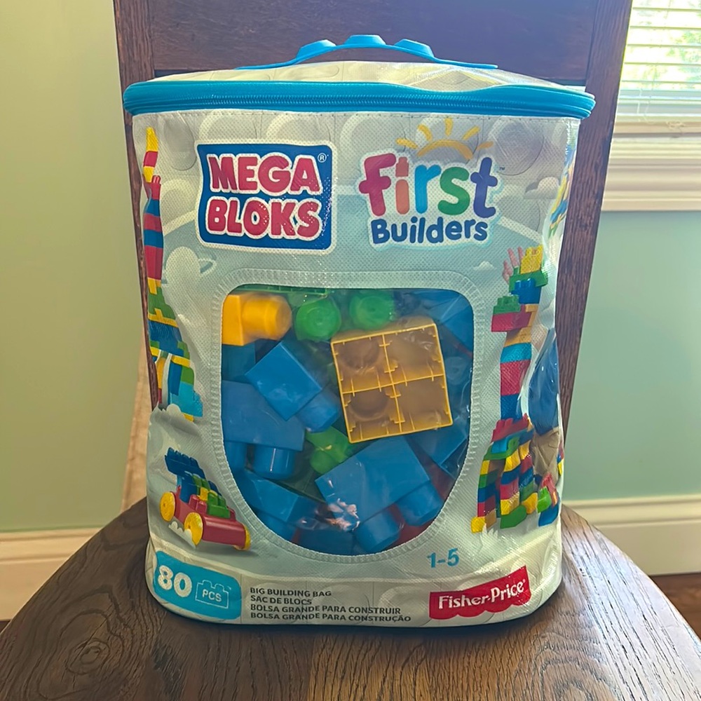 100 Kids Mega Blocks with Carrying Bag